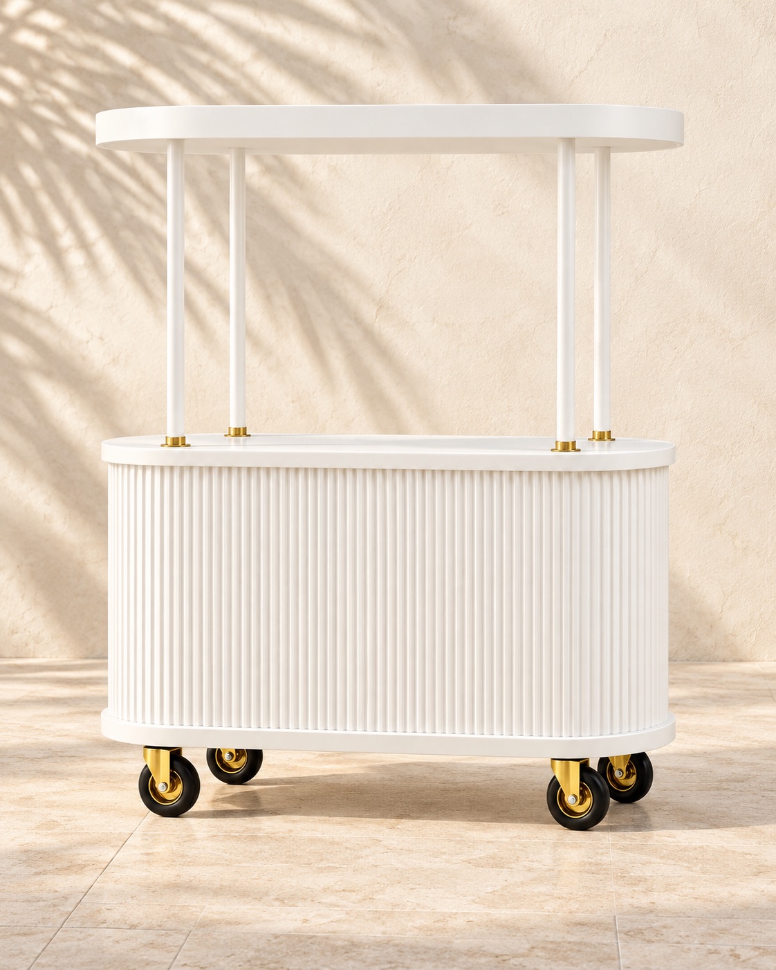 White Cart Haus flat-top cart with a raised canopy
