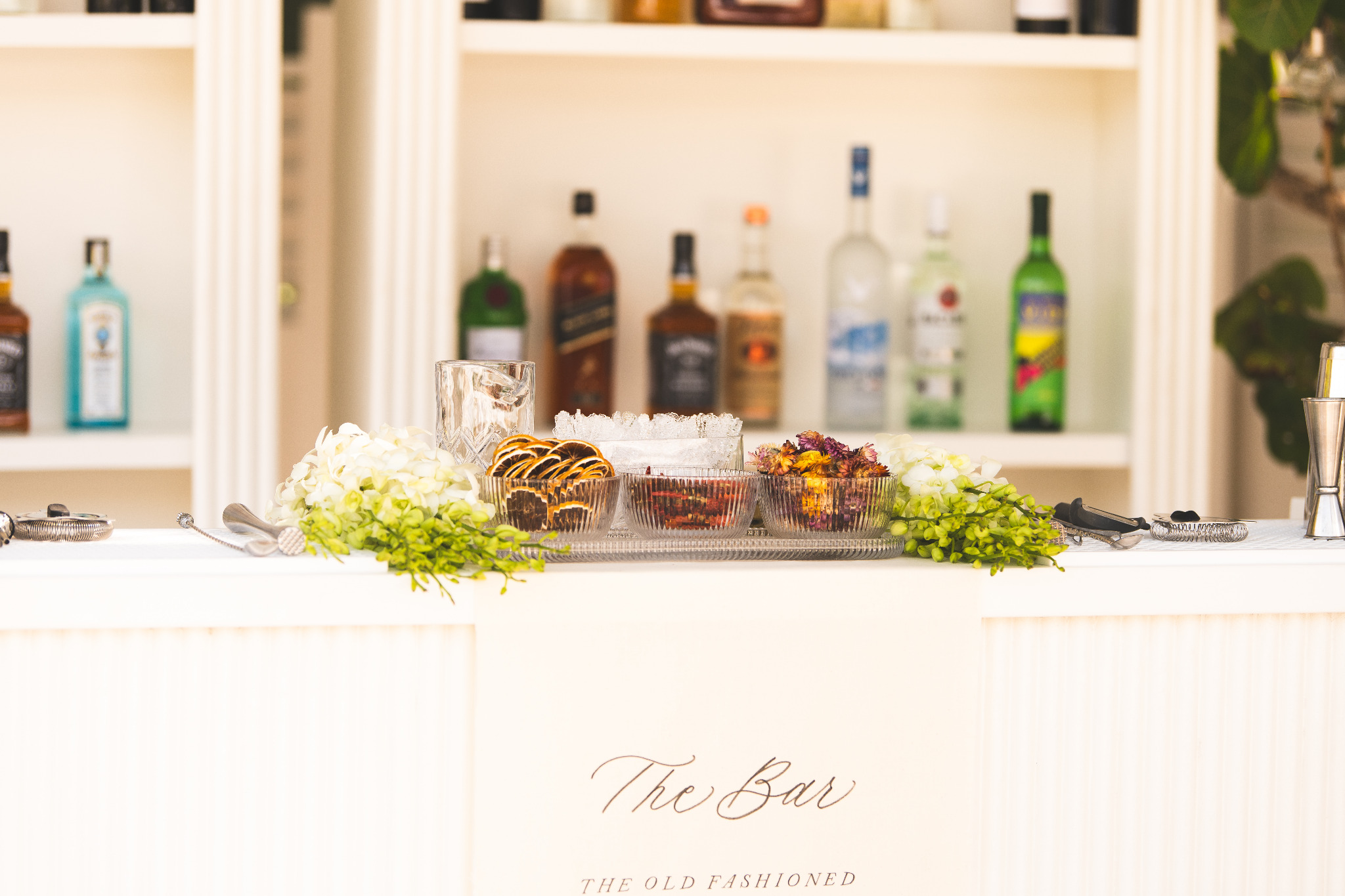 The Albury Bar styled for full-service cocktails